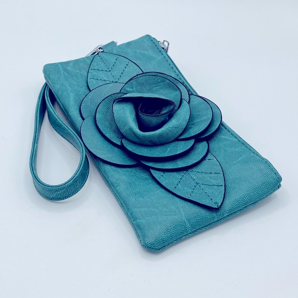 Mellow World Wristlet With Flower On Front
